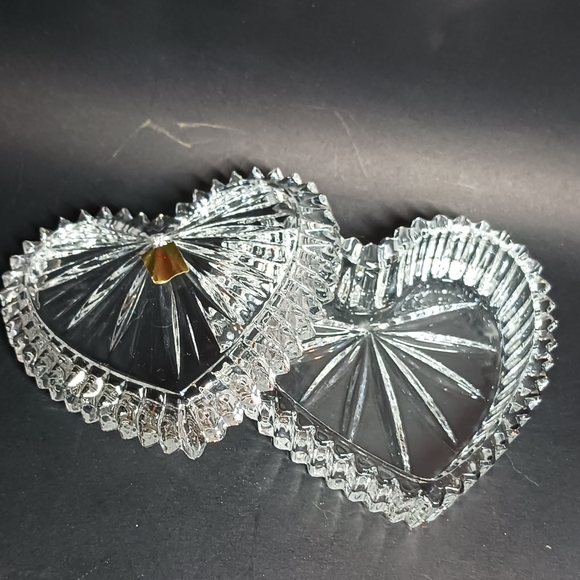 NACHTMANN Trinket Box HEART Shaped Crystal Jewelry Dish Vintage - Picture 2 of 6